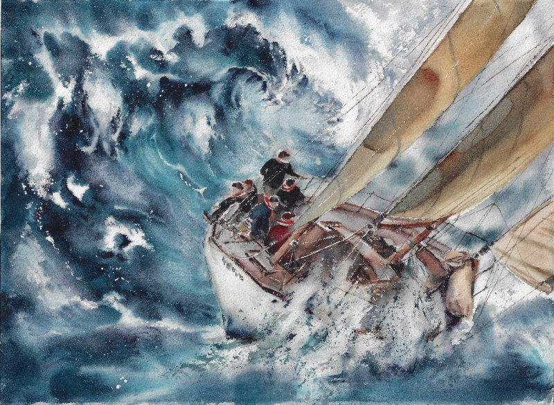Storm-2. Author's aquarelle print