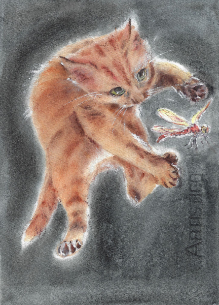 "Red muzzle". Aqarelle original