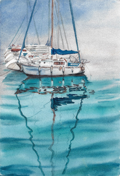 Blue ocean-1. Author's aquarelle original