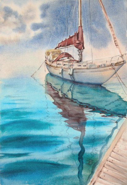 Blue ocean-2. Author's aquarelle original